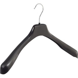 De Kledinghanger Gigant - Mantelhanger - Kostuumhanger - Jassenhanger - Volwassenen - EU45 - 10 Stuks - Kunststof - Zwart - Schouderverbreding 4 cm - 45 cm - Kledinghanger - Kleerhanger - EU-Serie (EU45_00/10)