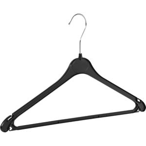 De Kledinghanger Gigant - Kledinghanger - Volwassenen - K343R - 40 Stuks - Blousehanger - Shirthanger - Kunststof - Zwart - Rokinkepingen - Anti-Slip Broeklat - 43 cm - Kleerhanger - K343-Serie (K343R_00/40)