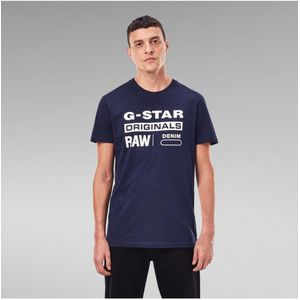 G-star T-Shirt Navy Met Witte Opdruk (D14143 - 336 - 6067)