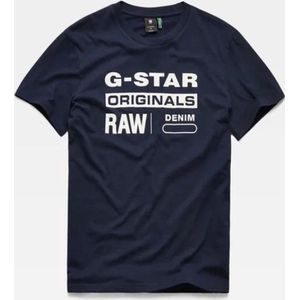 G-star T-Shirt Navy Met Witte Opdruk (D14143 - 336 - 6067)