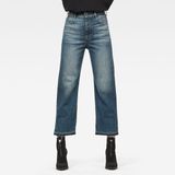 G-STAR RAW - Tedie Ultra High Waist Straight Ripped Enkle C_rechte Jeans - Blauw - 5-pocket