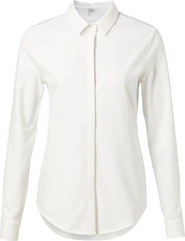 YAYA Blouse - Wit - Effen - Halslijn: Kraag