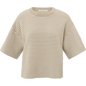 YAYA Trui Beige - Streep - Ronde Hals