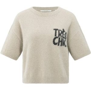 Yaya - Top - Beige - Dames - Casual Trui met Opstaande Kraag