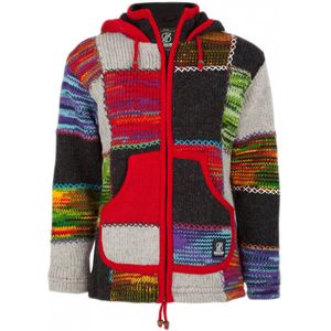 SHAKALOHA - W Patch NH Multi - Gebreid Wollen Dames Vest - Multicolor - Vaste Capuchon