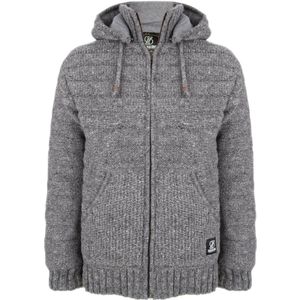 SHAKALOHA - M Chuck Ziphood - Vest - Grijs - Schapenwol en Polyester Fleece