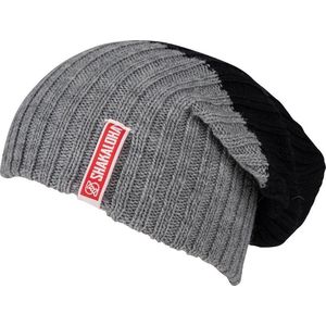 Shakaloha Gebreide Wollen Muts Heren & Dames Beanie Hat van merino wol zonder voering - Buxy Beanie MrnRv GreyBlck Unisex - One Size Wintermuts