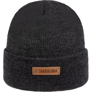 Shakaloha Gebreide Wollen Muts Heren & Dames Beanie Hat van merino wol zonder voering - Buck Beanie Mrn Black Unisex - One Size Wintermuts