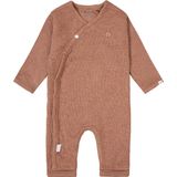 Noppies Uniseks Baby U Playsuit Ls Rib - Cafe Au Lait Melange