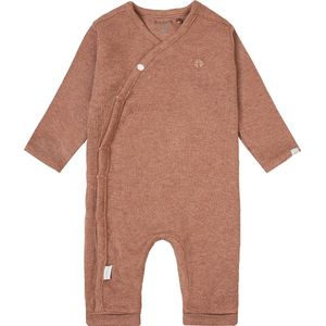 Noppies Uniseks Baby U Playsuit Ls Rib - Cafe Au Lait Melange