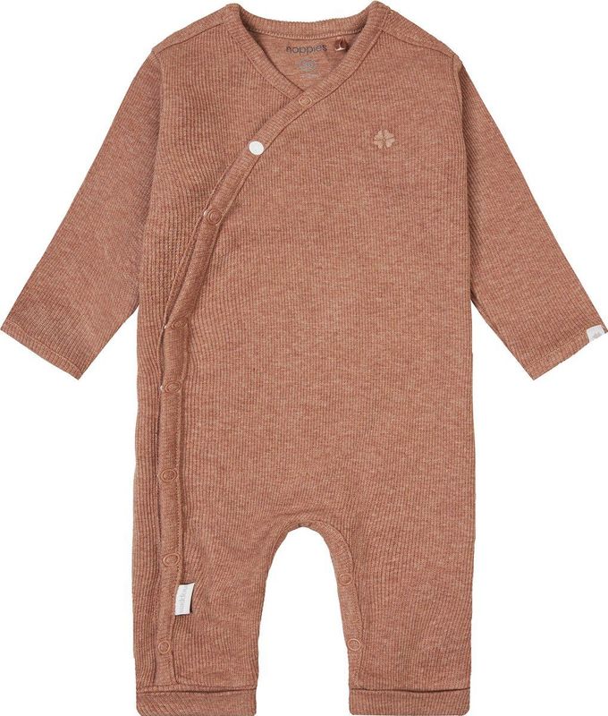 Noppies Uniseks Baby U Playsuit Ls Rib - Cafe Au Lait Melange