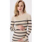 Noppies Gestreepte Gebreide Zwangerschapsjurk Vena met Biologisch Katoen Ecru/Zwart