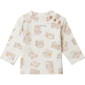 Noppies Boys Tee Baxton long sleeve allover print Jongens T-shirt - Oatmeal