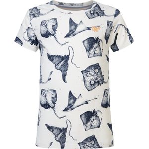 Noppies T-shirt met All Over Print Wit/Blauw