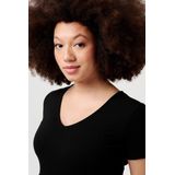 Noppies - Jadie - Zwangerschapsshirt - Zwart - V-hals - Korte Mouwen