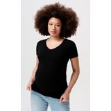 Noppies - Jadie - Zwangerschapsshirt - Zwart - V-hals - Korte Mouwen
