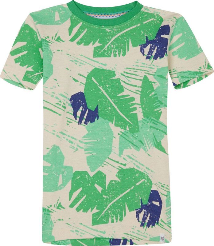 Noppies T-shirt Loudoun - Leaf Pattern - Off White - GRS-gecertificeerd