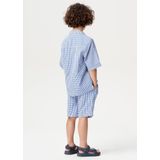Noppies - Lynnwood - T-shirt - Medium Blue - Check Pattern - Knoopjes