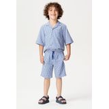 Noppies - Lynnwood - T-shirt - Medium Blue - Check Pattern - Knoopjes