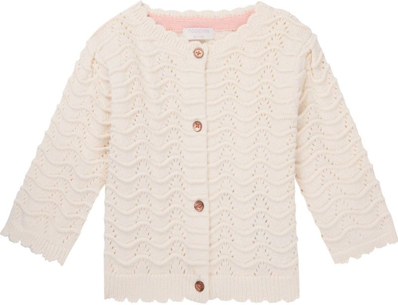 Noppies Merritt Gebreid vest voor babymeisjes, lange mouwen, Whisper White - P198, 50 cm