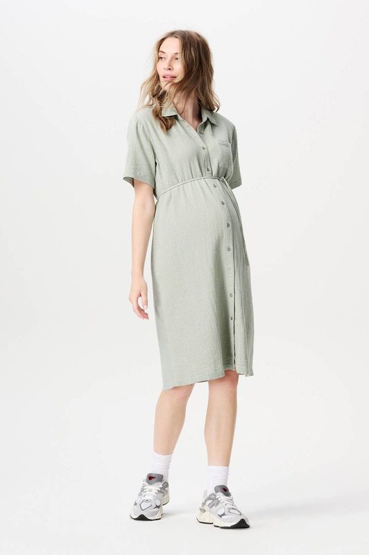 Blousejurk - Effen - Katoen - Knielengte - Borstvoedingsfunctie