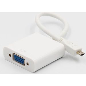 Micro HDMI naar VGA Adapter Kabel - 25 cm - 1080p Full HD - Wit