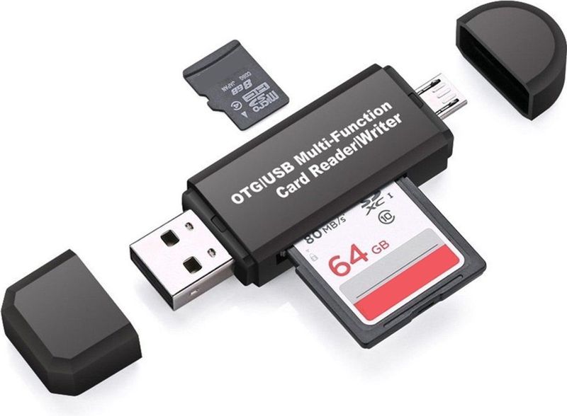 Case2go SD Kaartlezer - Micro USB - Zwart