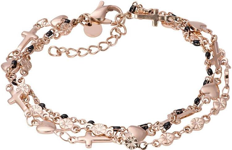 iXXXi Jewelry-Ghana-Armband-Zwart-Kralen-Rosé Goudkleurig