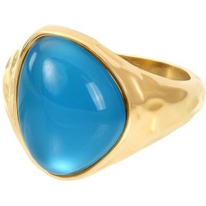 iXXXi - Fame - Ring - Goudkleurig - Stainless Steel - Blauwe Steen