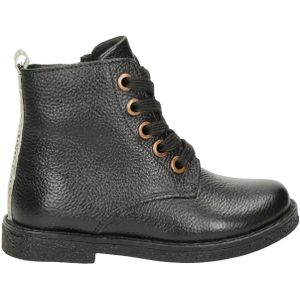 Nelson Kids Leren Veterboots Zwart