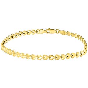 Lucardi Dames Armband Plated Hart Schakel - Echt Zilver - Armband - Cadeau - 18 cm - Goudkleurig