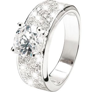 Lucardi Dames Ring met zirkonia - Ring - Cadeau voor vrouwen - Echt Zilver - Zilverkleurig