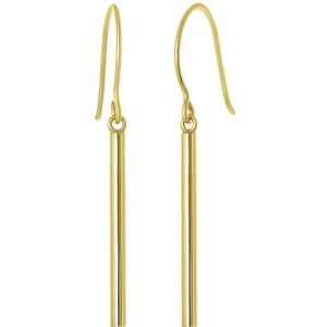 Lucardi Dames Oorbellen Bar 2cm - Oorbellen - Cadeau - 14 Karaat Goud - Geelgoud