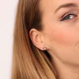 Lucardi Dames Oorbellen - Bicolor Hart - 14 Karaat Goud - Witgoud en Geelgoud