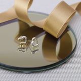 Lucardi Dames Oorbellen - Bicolor Hart - 14 Karaat Goud - Witgoud en Geelgoud