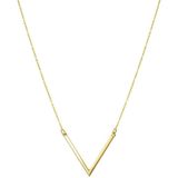 Lucardi Dames 14 Karaat geelgouden ketting V - Ketting - 14 Karaat Goud - Geelgoud - 45 cm