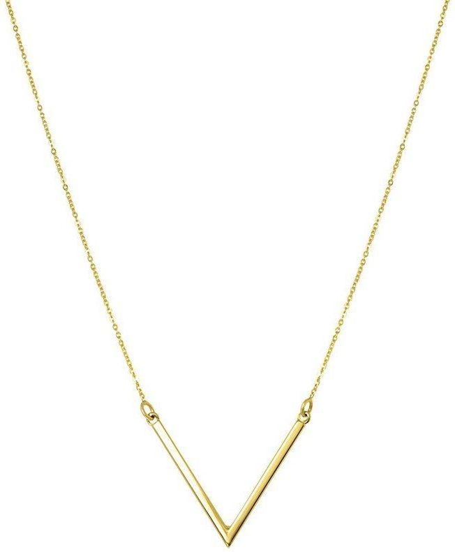 Lucardi Dames 14 Karaat geelgouden ketting V - Ketting - 14 Karaat Goud - Geelgoud - 45 cm