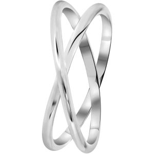Lucardi Dames Ring gekruist rhodiumplated - Ring - Cadeau voor vrouwen - Echt Zilver - Zilverkleurig