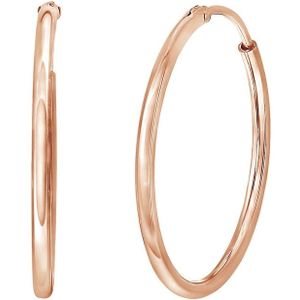 Lucardi - Dames Oorringen - Goldplated - 30mm - Rosékleurig - Echt Zilver