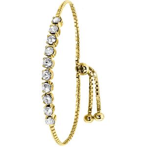 Lucardi Dames Armband kristal white - Echt Zilver - Armband - Cadeau - 25 cm - Goudkleurig