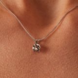 Lucardi Dames Ketting Kristal White - Echt Zilver - Ketting - Cadeau - 40 cm - Zilverkleurig