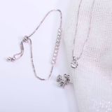 Lucardi Dames Ketting Kristal White - Echt Zilver - Ketting - Cadeau - 40 cm - Zilverkleurig