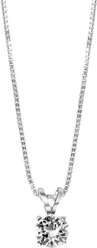 Lucardi Dames Ketting Kristal White - Echt Zilver - Ketting - Cadeau - 40 cm - Zilverkleurig