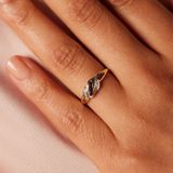 Lucardi - Ring - Geelgoud - 14 Karaat - Saffier en Diamant 0,11ct