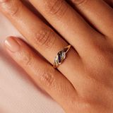 Lucardi - Ring - Geelgoud - 14 Karaat - Saffier en Diamant 0,11ct