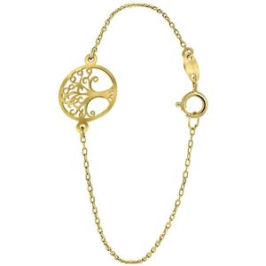14 Karaat geelgouden armband levensboom
