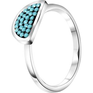 Gerecycled stalen ring half rond turquoise kristal