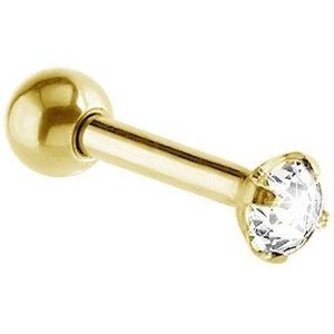 Stalen goldplated traguspiercing met zirkonia voor dames