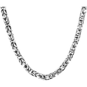 Lucardi Heren Ketting koningsschakel - Echt Zilver - Ketting - Cadeau - 50 cm - Zilverkleurig