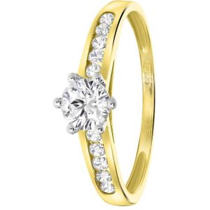 9 Karaat ring solitair met zirkonia